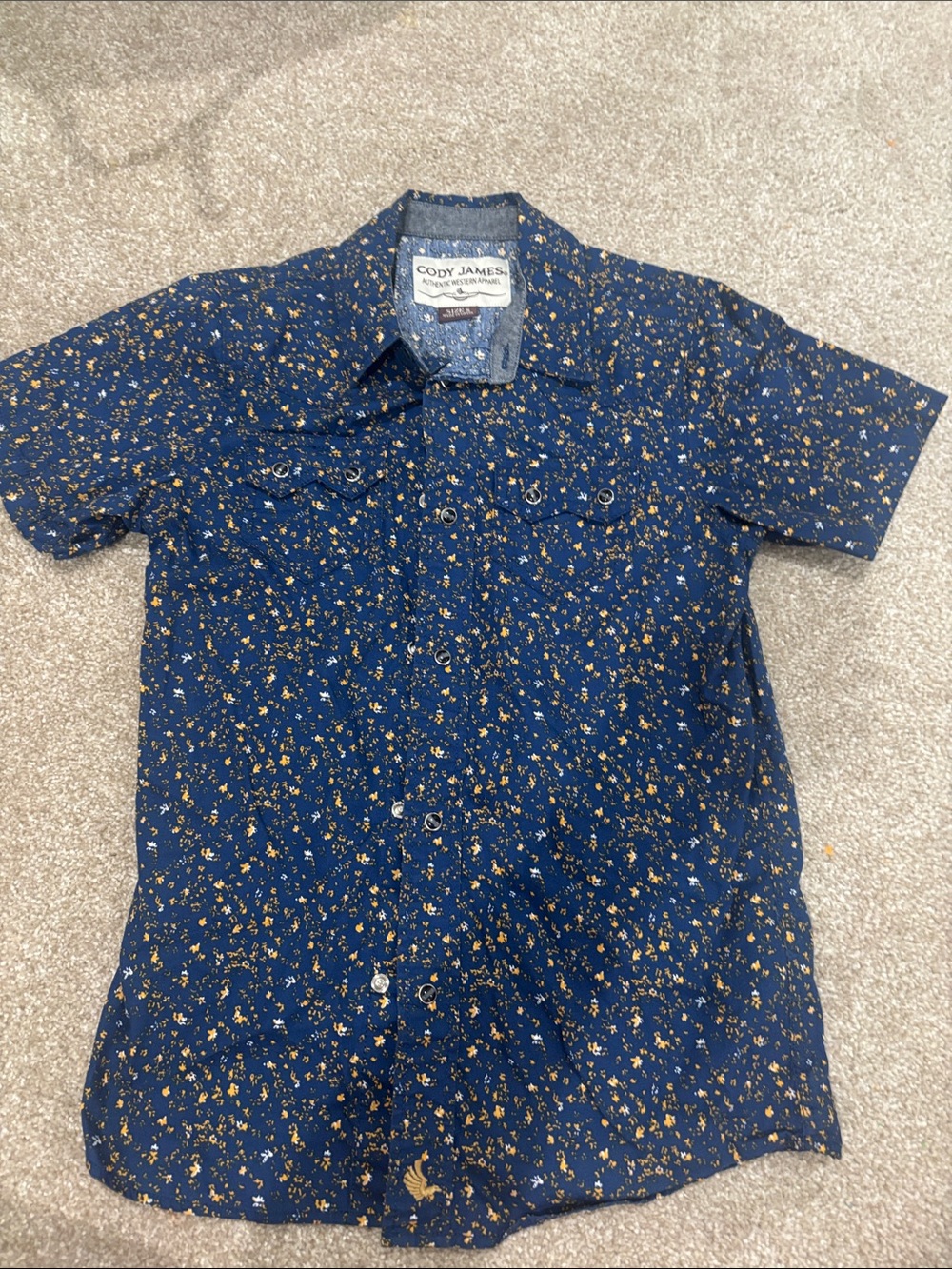 Cody James Navy Short-Sleeve Floral Button-Down Shirt